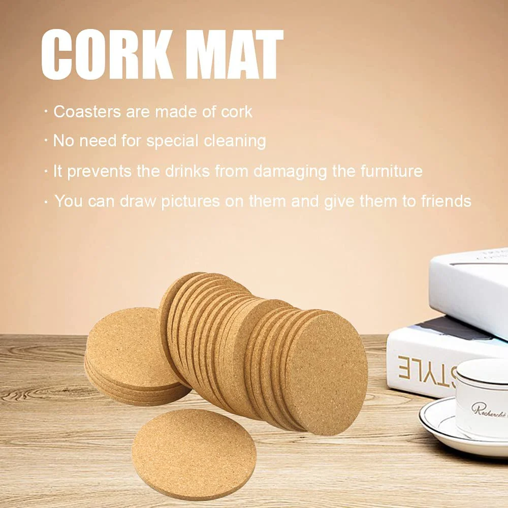 Custom Cork Coaster Engraved Pattern Tea Coffee Mug Drinks Holder for Kitchen Natural Wooden Mat Tableware Round Drink Coaster 7 Se5bf6d722c24443aad2858b781b5ec57u