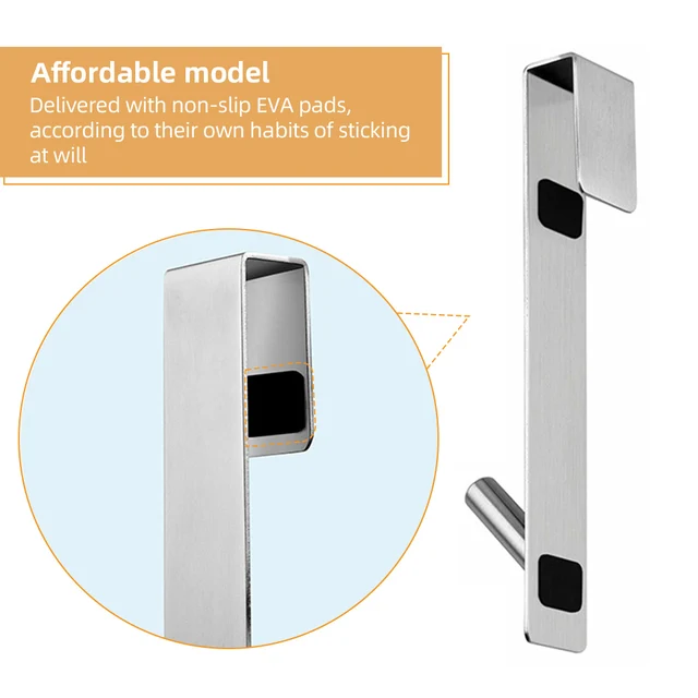 ห้องน้ําประตู Hook สแตนเลส S-Shape ผู้ถือแขวนประตูกระจกชั้นวางผ้าเช็ดตัวอุปกรณ์ห้องน้ํา 4