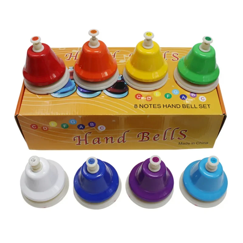 Musical Instrument Set Handbell Colorful 8-Note Hand Bell Child Music Toy Baby Early Education Beautiful Christmas Gift hand bell