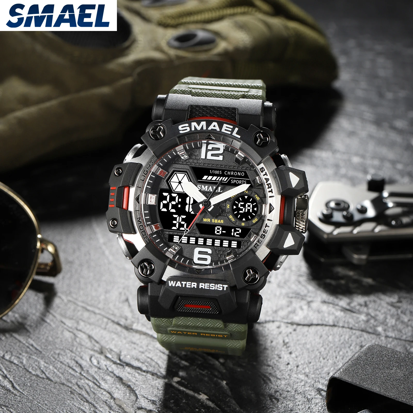 SMAEL Orologi Al Quarzo Da Uomo, Orologi Da Polso Sportivi Digitali Con - Foto 8