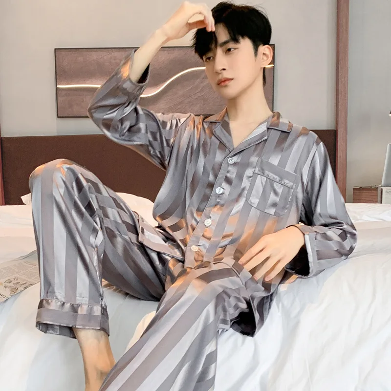 Pajamas Men Summer Short Sleeved Ice Silk Thin Breathable Homewear Set Male  Sleep Cloth Suit Gentlemen Satin Nightwear Youth Boy - AliExpress