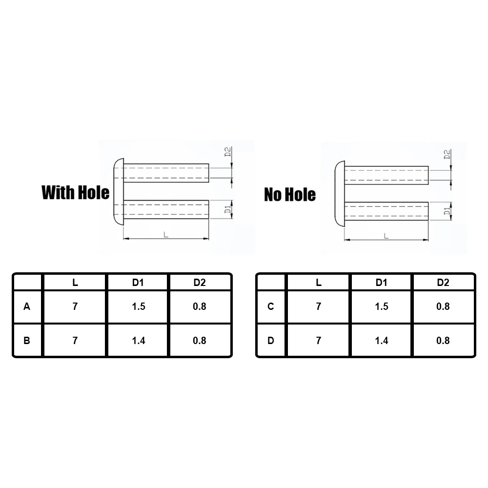 Free Shipping 1.4/1.5x7x0.8mm Aist Rimlesses Glasses Double Rubber Plug Eyeglasses Lock Plastic Pins Double Bushing Accessoies