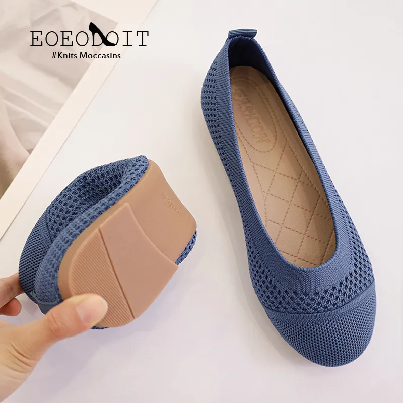 2023 new women's shoes spring and autumn flat shoes fashion casual women's  flat shoes pointed knitting elastic comfortable shoes - AliExpress