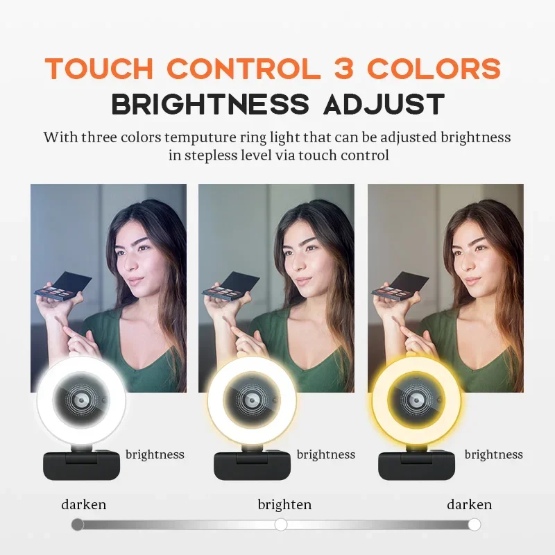 2K HD Webcam Auto Focus with Wireless Remote Adjustable Base Dual Mics 4300LX Brightness for Online Class Video Conference PC