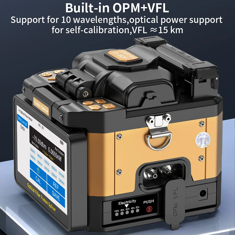 COMPTYCO A-80F/A-10 광섬유 융착접속기 6모터 다국어 터치스크린 광섬유 핫멜트 기계 내장 OPM VFL