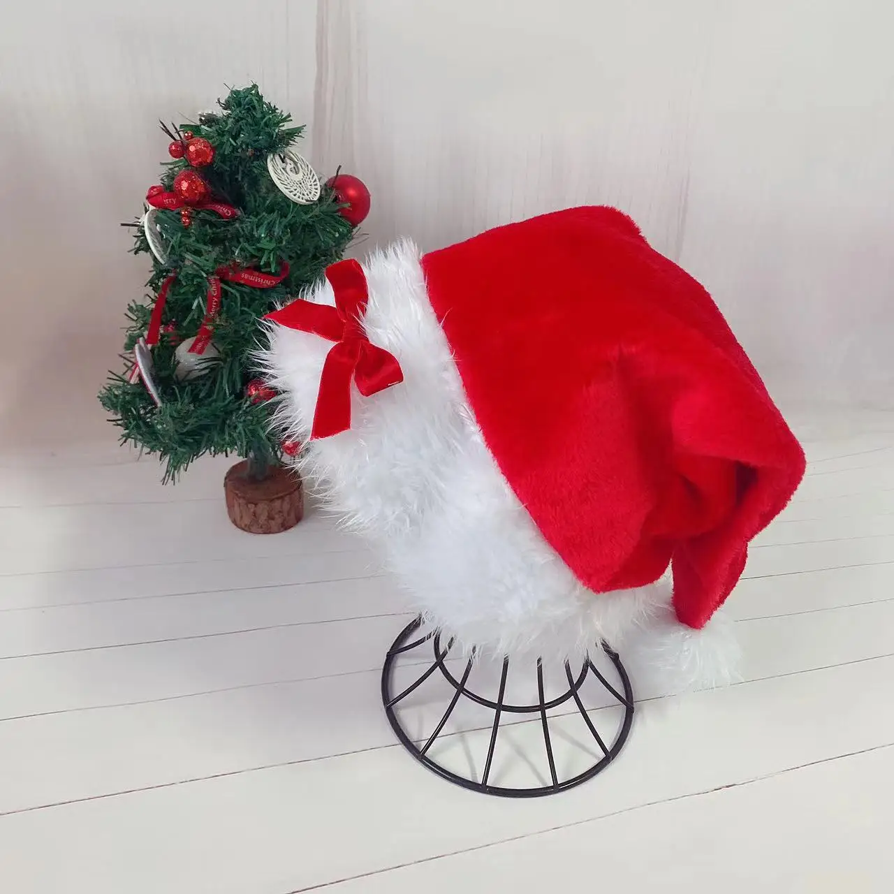 Cappello Da Elfo Di Natale Per Adulti - In Peluche Rosso E Verde, Con Pompon, Unisex, Per Feste E Freddo