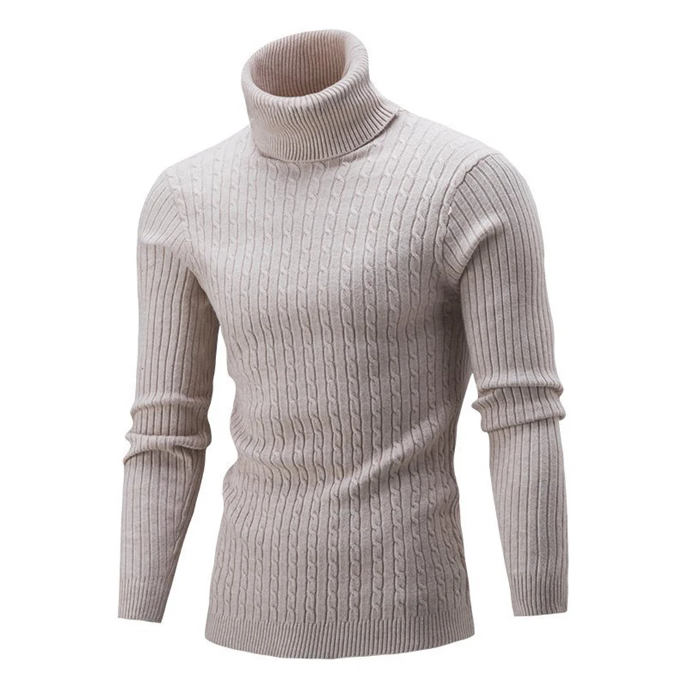 Autumn Winter Men's Casual Slim Turtleneck Knitted Pullovers Warm Long Sleeve Sweater Tops Knitwear Plus Size Men Clothes autumn winter sweater women knitted fashion loose casual buttons sweaters turtleneck long sleeve plus size warm ladies pullover