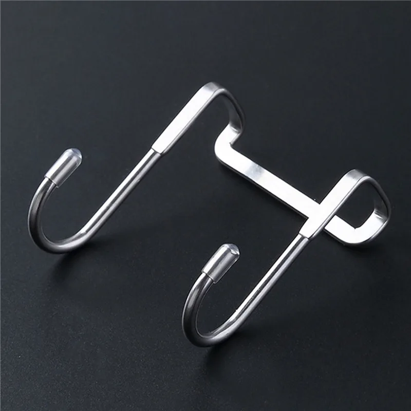 Shower Door Hook Stainless Steel Over Frameless Glass Hanger Bath Towels Clean Ball Squeegee Holder Rack S-Shape Drilling-Free