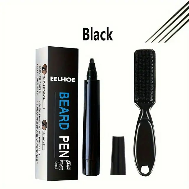 Beard Enhancement Kit - Waterproof Pencil & Shaping Brush for Natural Beard Coloring