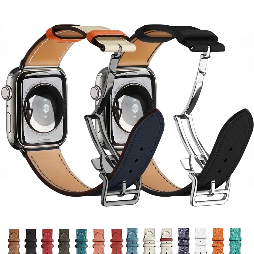 

Leather Strap for Apple Watch 45mm 41mm 40mm 42mm 49mm 44mm 38mm Watchband Bracelet Wristband for iWatch Ultra 8 7 6 5 4 SE Belt