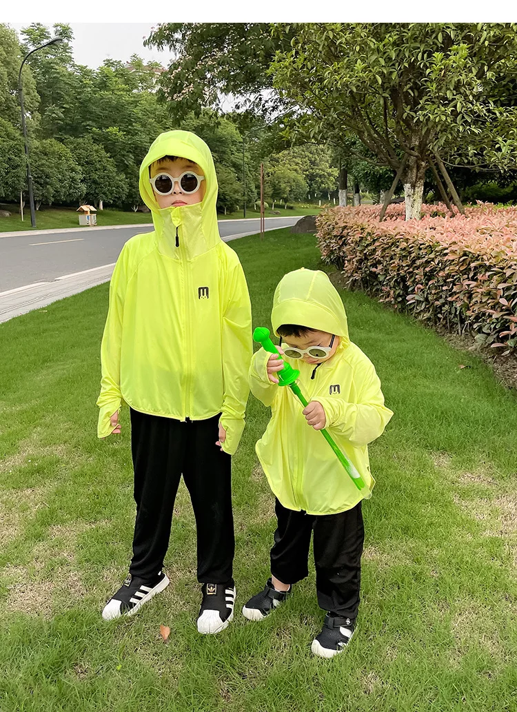 Eisdünne Kinder Outdoor-Kleidung Jungen Atmungsaktiver Hoodie Mädchen Sommer Radfahren Sonnenschutzjacke Mehrfarbige Kinderkleidung_voghion.com
