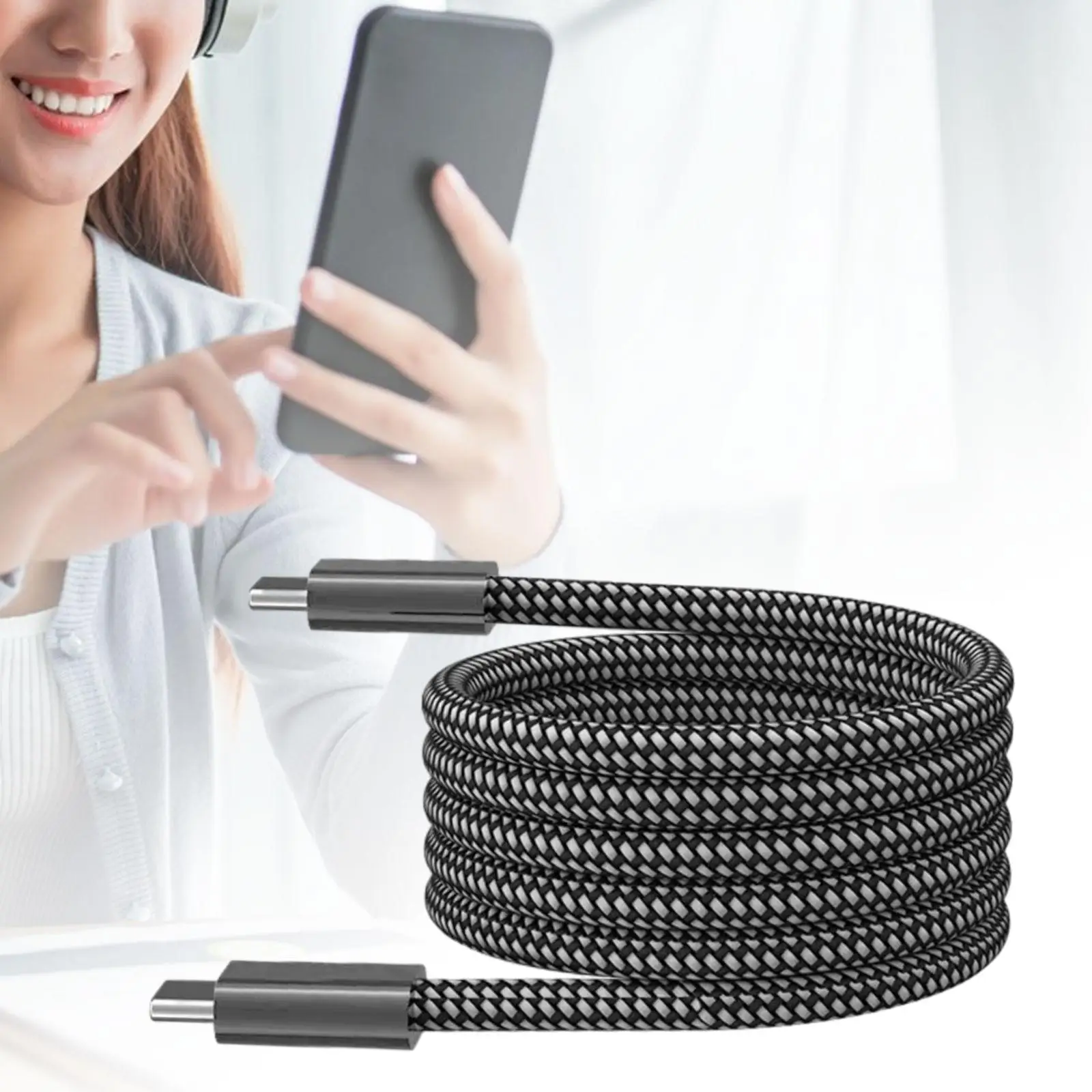 Magnetic Charger Cable Magnetic Absorption Tangle Free 60W Fast Charging Data Transfer Magnetic USB C to USB C Cable for Tablets