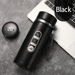 LED Temperature Display Insulated Stainless Steel Thermos Cup - 500ml - 500ml (Black)