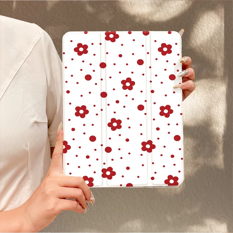Retro Red Polka Dot Flowers Tablet Case