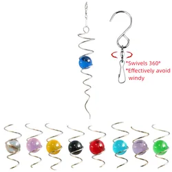 Gazing Crystal Glass Ball Spiral Tail Wind Spinner Accessories Outdoor Garden Art Ornaments Stabilizer Swivel Hook Hanging Decor