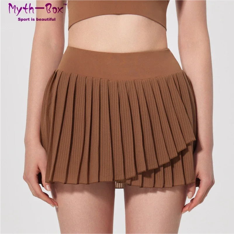 Women Pleated Tennis Skirts Quick Dry Sport Skorts Fake Two Piece Badminton Shorts Gym Fitness Running Short Skirt With Pocket