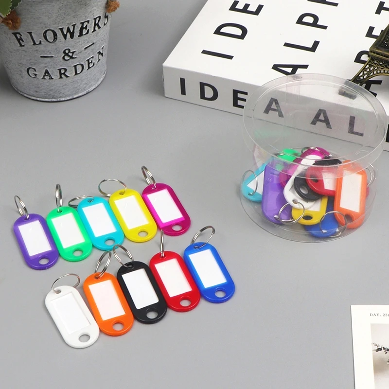 50pcs Colorful Plastic Tags Hotel Number Classification Card Key Tags Label Name Baggage Tag ID Name With Split Ring