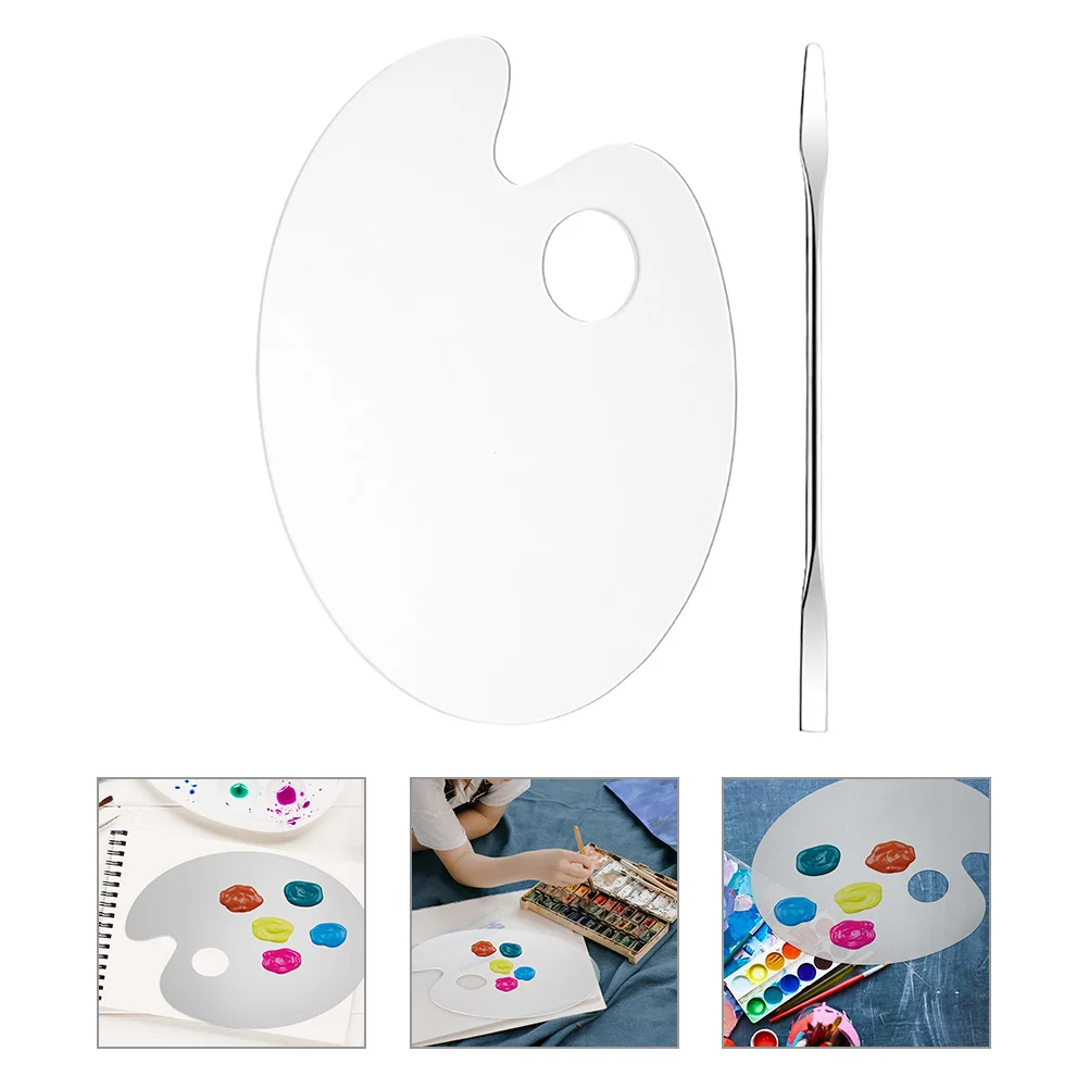 1 Set Watercolor Mixing Palette Mixing Plate Acrylic Foundation Plate with Spatulas Palette with Spatulas Paint Tray Color Palette Watercolor Palette