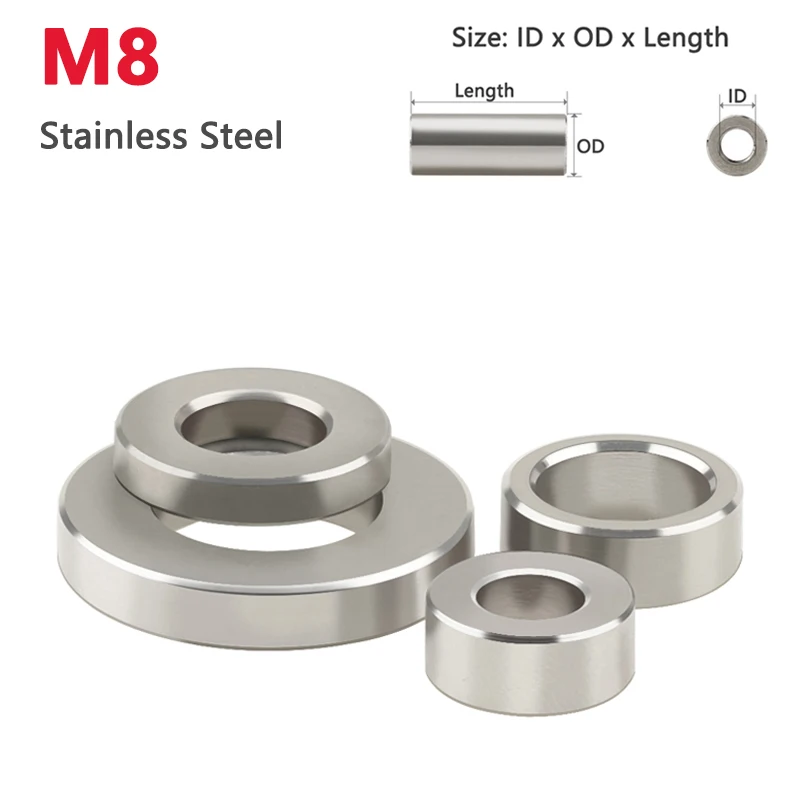 510pcs M8 Stainless Steel Unthreaded Bushing Washer Round Hollow