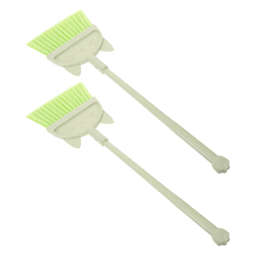 2Pcs 용 빗자루 세트 어린이 청소 도구 어린이를위한 작은 빗자루 안전한 둥근 모서리 재미있는 생생한 색상 학습 놀이