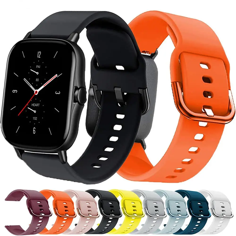 20mm 22mm Watch band For Amazfit GTS 2/3/2e/GTS 2 Mini/GTR 3 Pro/2/2e/42mm/47mm Silicone Sport Bracelet Amazfit bip u pro strap