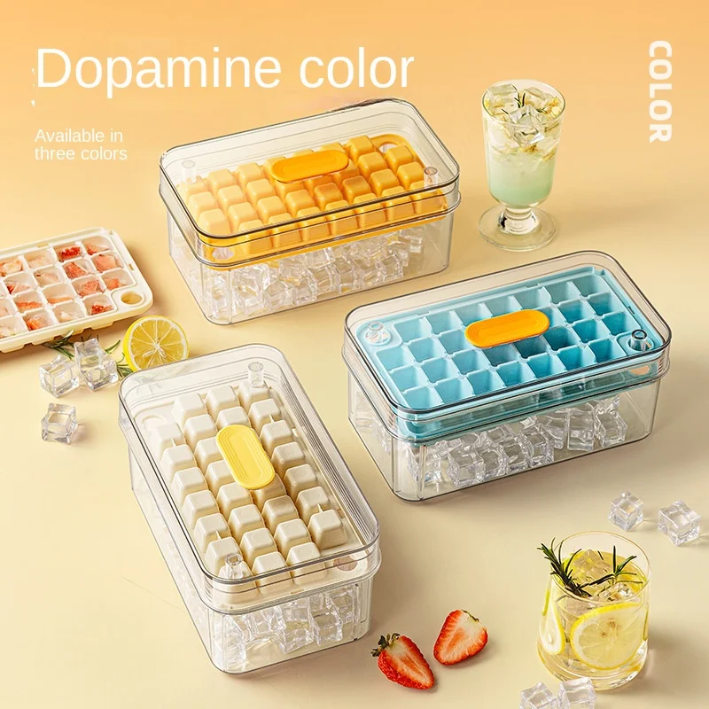 Zackoo 32 Grid Ice Mold Food Grade Foldable One Click Push Type Ice Cubes Tray Kitchen Accessories DIY Whiskey Cocktail Tools