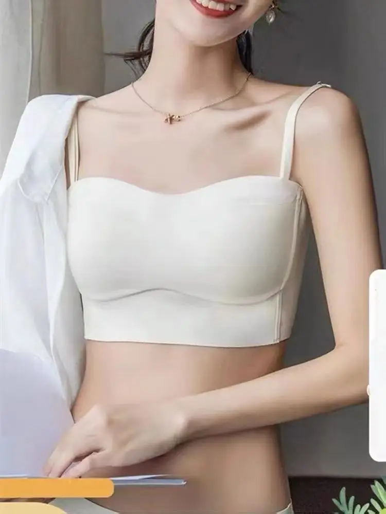 Seamless Push Up Underwear Women's Summer Thin Wire Free Bra Solid Strapless Bralette Comfort Gathered Invisible Brassiere 2023