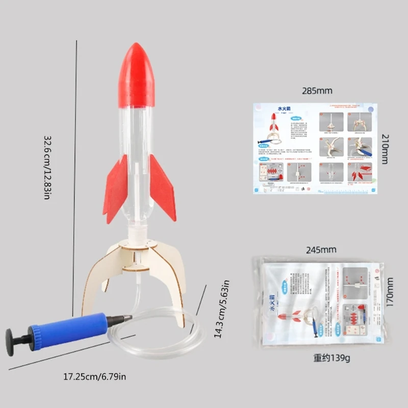 85AA 친화적 인 목조 대화 형 물리학 장난감 물 로켓 모델 발사기 물리 교육용 과학 실험 세트