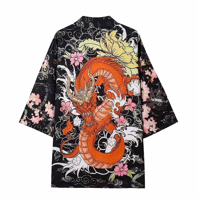 Japanese Kimono Traditional Yukata Kimono Cardigan Men Beach Thin Asian Clothes Japan Kimonos Male Fashion Casual Cardigan Shirt