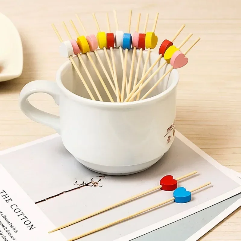 Fruit Stick bamboo sticks food picks fruit fork 100PCS Bamboo Pick Buffet Cupcake Fruit Fork Party Dessert Salad Stick Cocktail Skewer For Wedding Decor