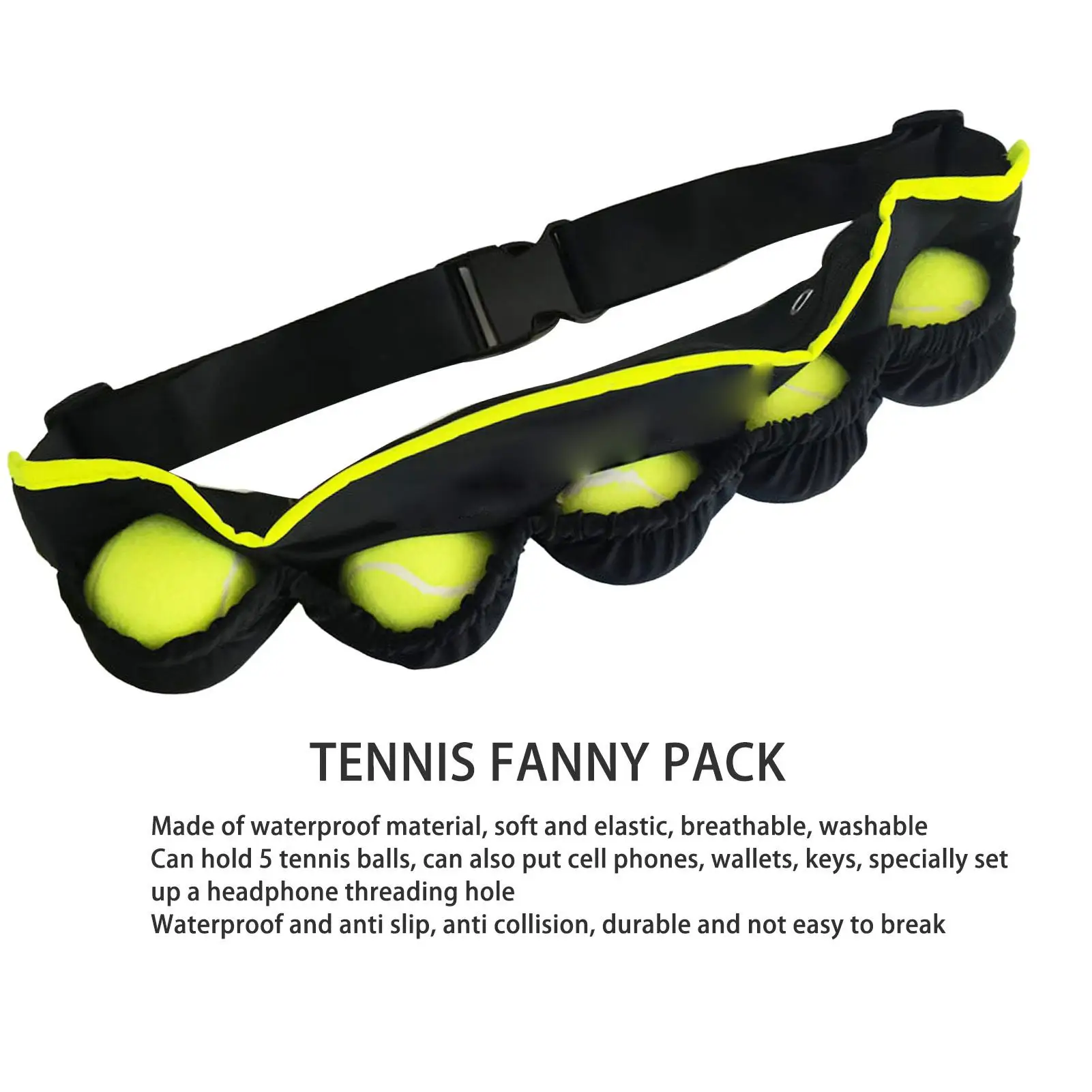 Sports Fanny Pack Anti Slip Waterproof Tennis Ball Holder Pouch Fleece Breathable Wear Resistant Washable for walking