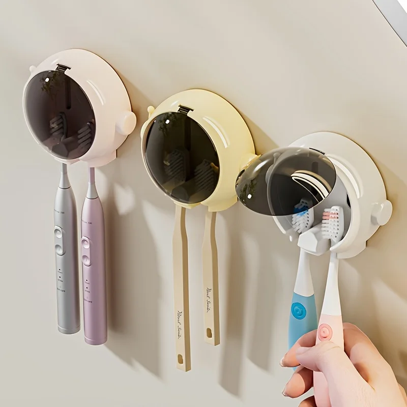 Astronaut Wall-Mounted Electric Toothbrush Holder Toothbrushes with Lid Organizer Suction Traceless Hook bathroom accessories