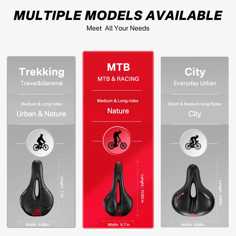 Selle Vélo YOUNGDO Confort Mousse Mémoire - Imperméable, Homme/femme VTT Route
