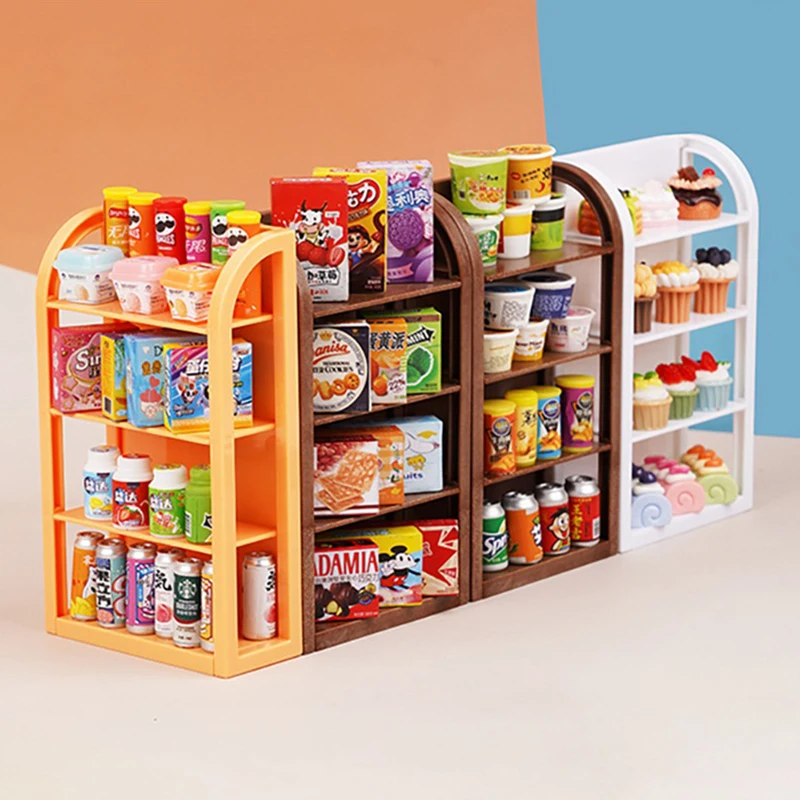 1:12 Scale Dollhouse Miniature Supermarket Shelves for Food Drink Display Furniture Toys Simulation Furniture Model Decor Toy takara tomy tomica hino profia katsushika truck engineering transport vehicle 1 60 scale car simulation car model ornaments toys