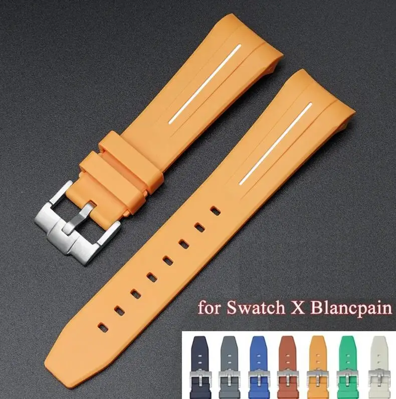 Cinturino In Gomma Da 22Mm Per Swatch X Blancpain Serie Five Oceans Uomo Donna Estremità Curva In Tpu Impermeabile Per Cinturino Da 50 Pollici