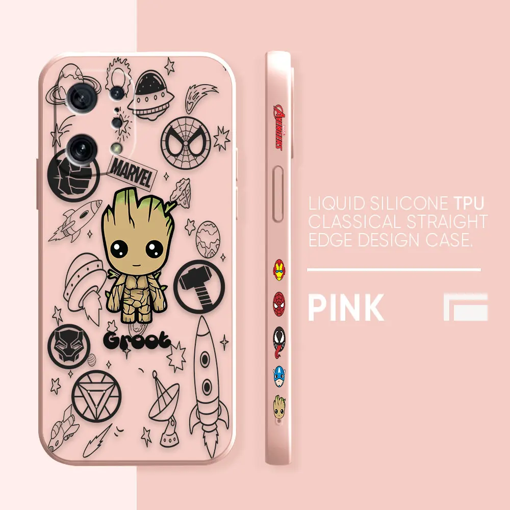 Case For OPPO FIND X6 X3 REALME X7 X50 RENO 2 4Z 4 6 Lite 5Z 5F 4G 5G PRO Liquid Silicone Case Marvel Groot Baby Manga