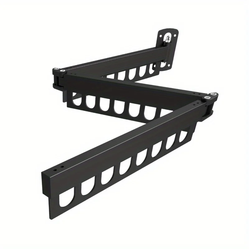 Foldable Wall Mounted Clothes Rack Carbon Steel Laundry Metal Strap Hanging Rack Home Folding