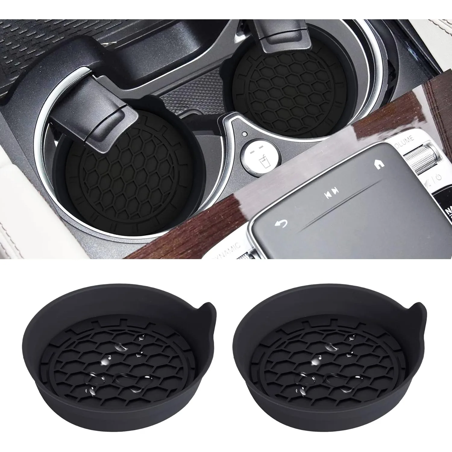 

2 Pack Car Cup Holder Coaster, Silicone Cup Holder Insert, Universal Non-Slip Cup Holders, Car Accessories Interior