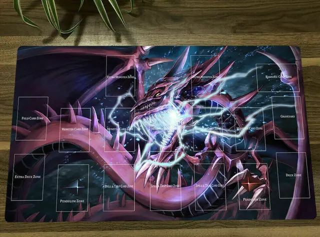 YuGiOh Duel Monsters Playmat Blue-eyes Ultimate Dragon Dark Magician TCG CCG Mat Mouse Pad Trading Card Game Mat + Free Bag Color L