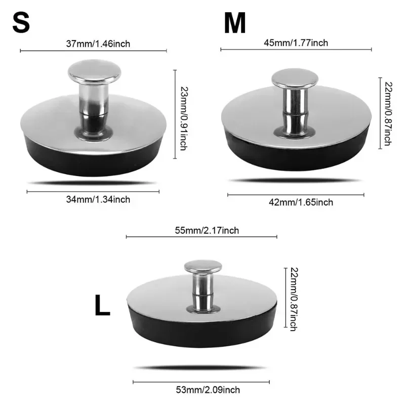 Rubber Bath Plug 1-3PCS Stainless Steel Kitchen Sink Plugs Universal Leakproof Stopper Washbasin Water Stopper Bathroom Supplies,shower water stopper,silicone drain stopper,drain stopper,basin drain stopper,bathroom sink plug,bathroom sink stopper,washbasin drain plug