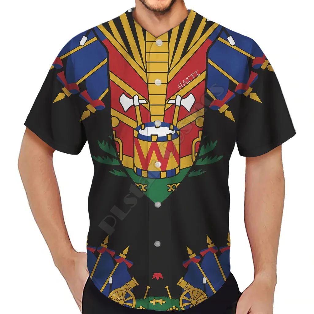 

PLstar Cosmos Baseball Jersey Shirt 3d Printed Haiti Flag Baseball Shirt Women for Men Shirt Casual Shirts hip hop Tops 2