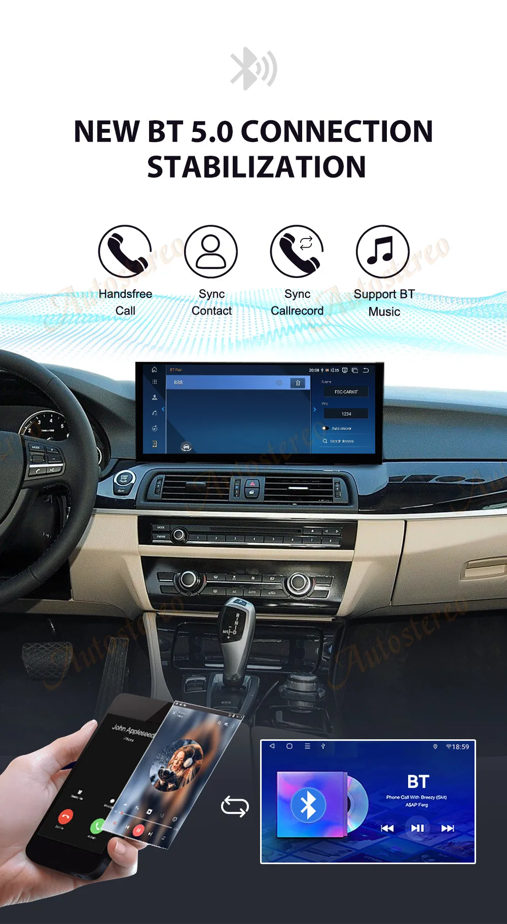 15.8 Inch Qualcomm 680 Android 14 Carplay For BMW 5 F10 F11 F18 Car Multimedia P