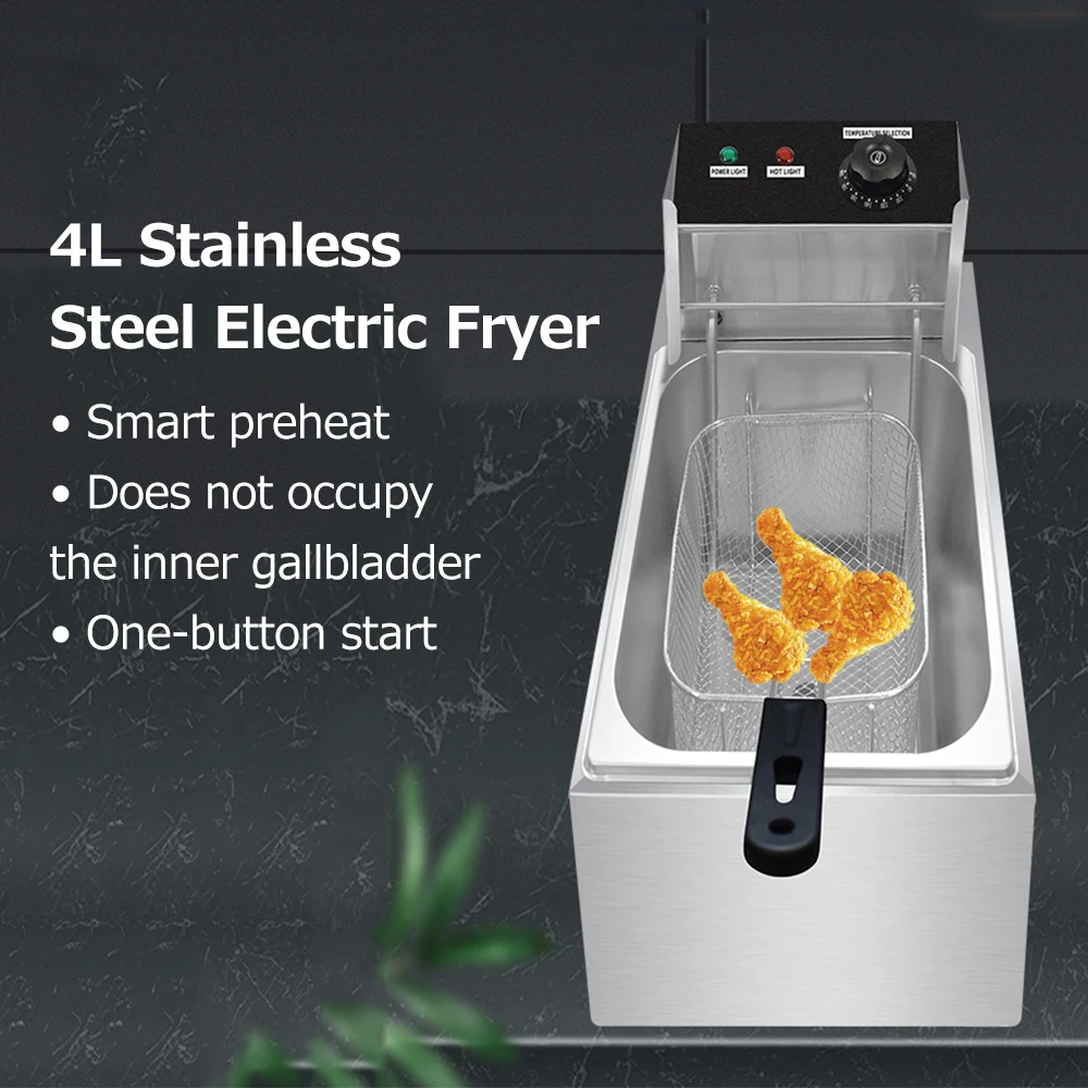 Electric Deep Fryer Household 4L Fryers Multiple Functions Automatic Constant Temperature 1500W High Power Stainless Steel Fryer 3