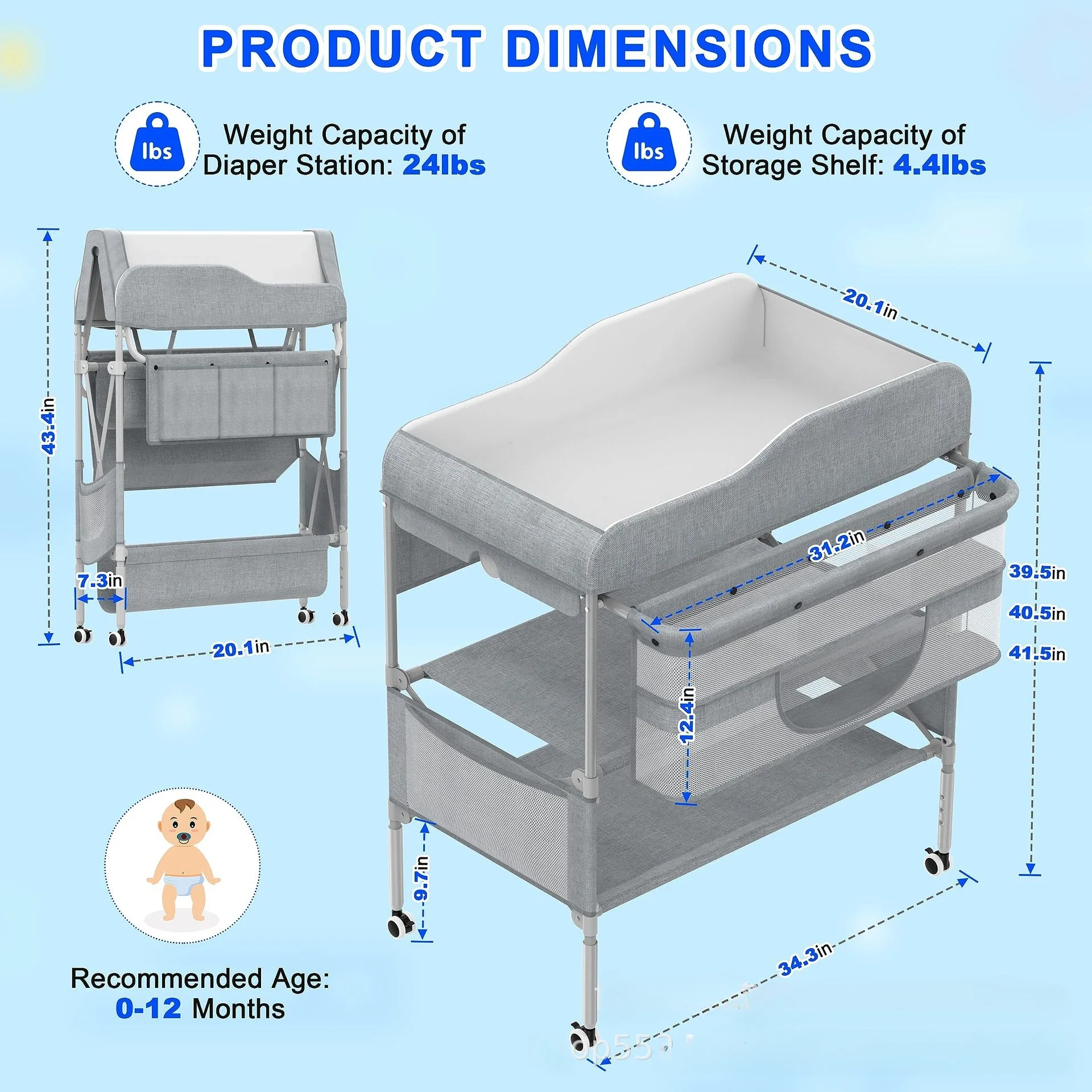 Diaper Stand Baby Care Stand Diaper Table Baby Care Table Portable Folding Multifunctional Touch Household Movable