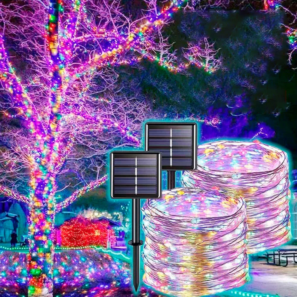 Solar-Powered Waterproof LED Fairy String Lights for Outdoor Holiday and Party Decor