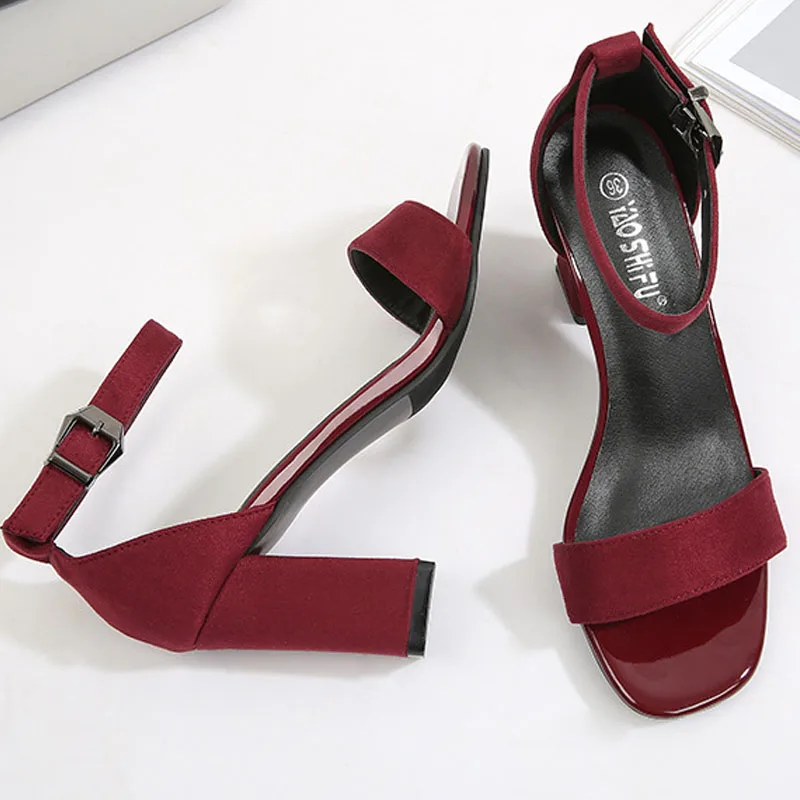 Women 2022 Summer Fashion Sandals Medium High Heel Block Heel Sandals Outdoor Fashion Sandals Women Heels Plus Size 33-41