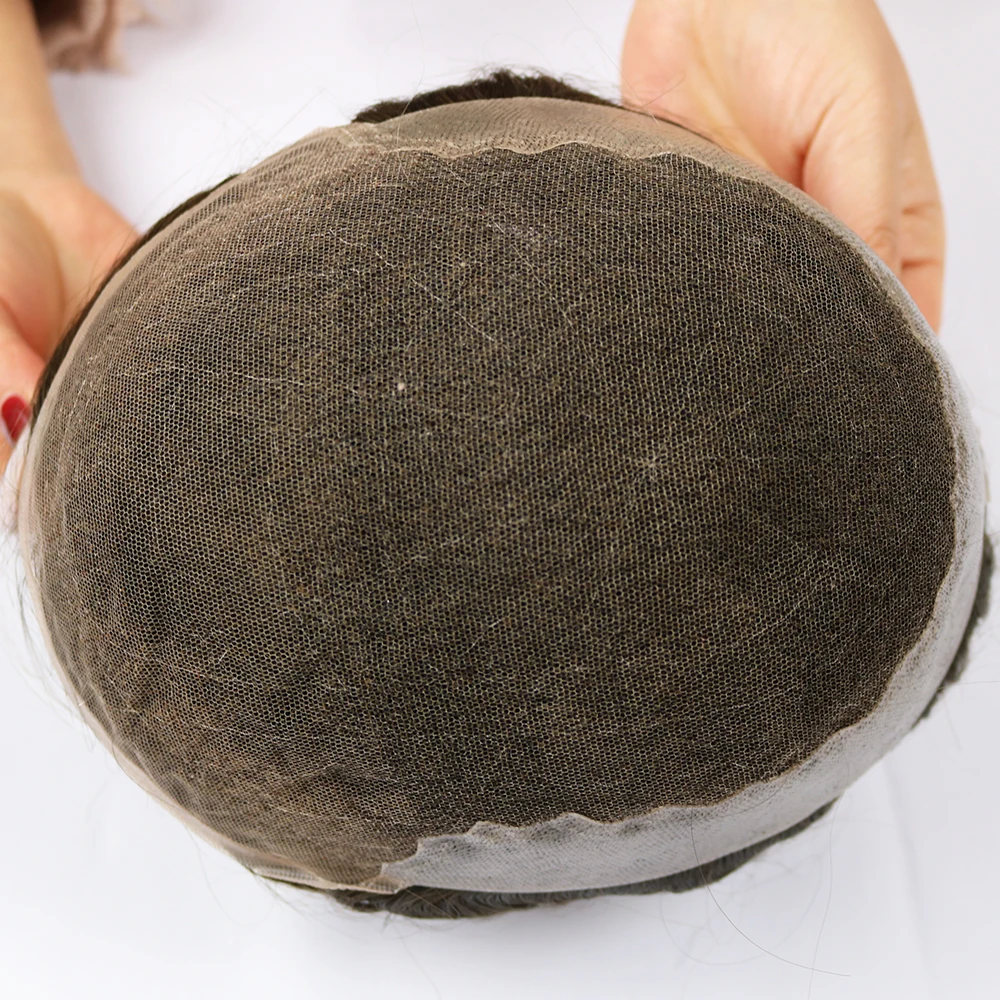 Natural Hairline Lace Front Male Hair Wigs Ash Blonde Breathable Q6 Remy Human Hair Men Toupee Lace & PU Capillary Prosthesis human hair toupee