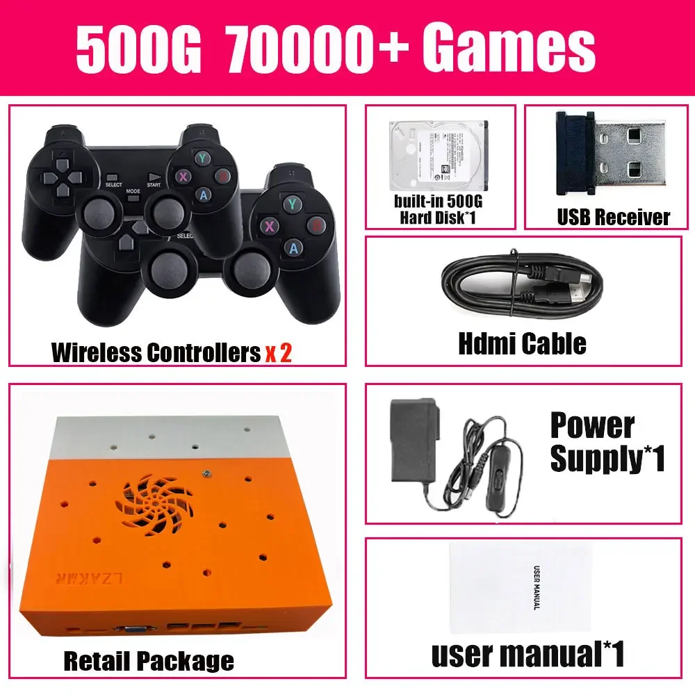 Super Game Console X Plug and Play On TV 1037U 500G HDD 70000+