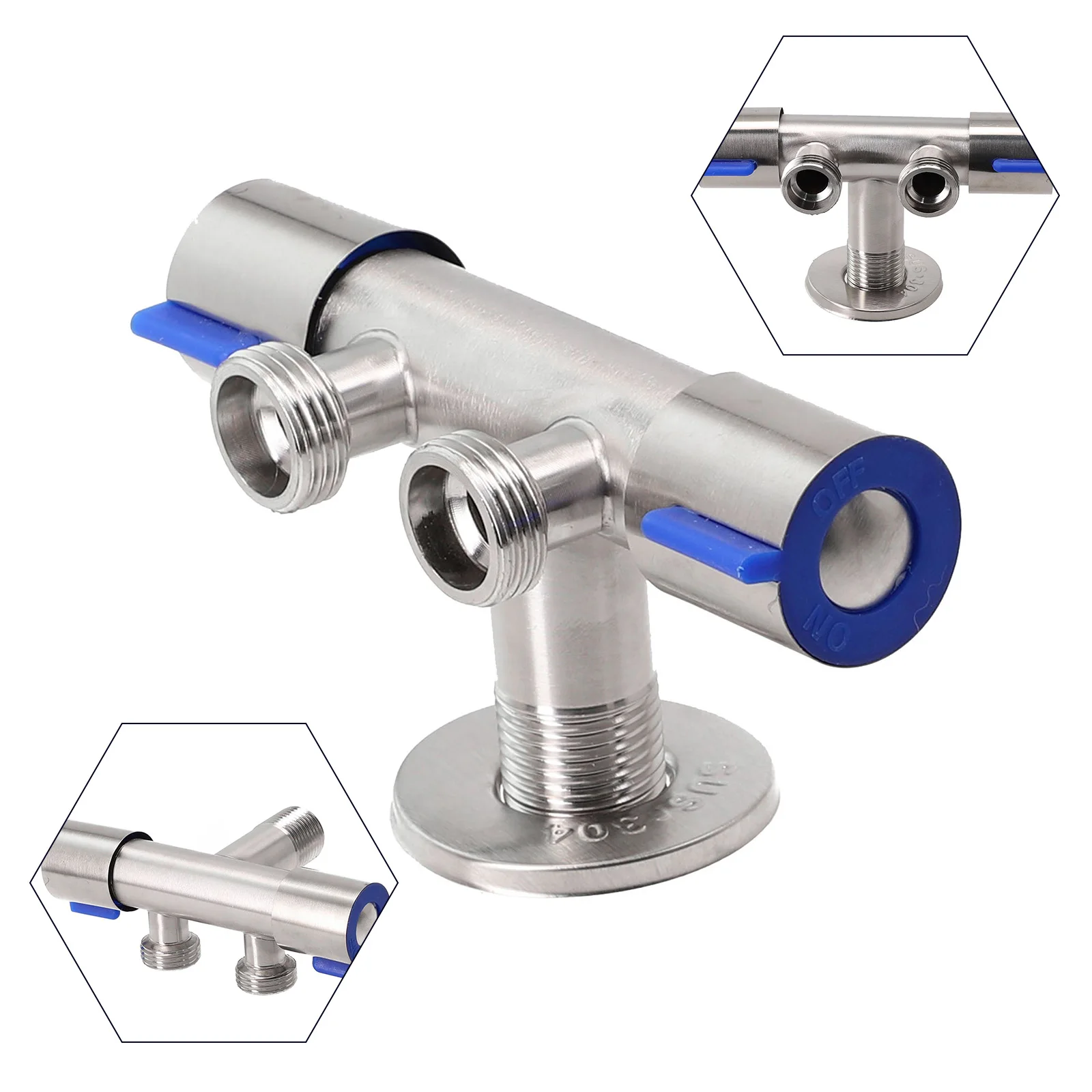 Double Handles Bathrooms Faucet Stainless Steels Cold Water Faucet Bathrooms Washing Machine Faucet Triangle Valve Accessories 3