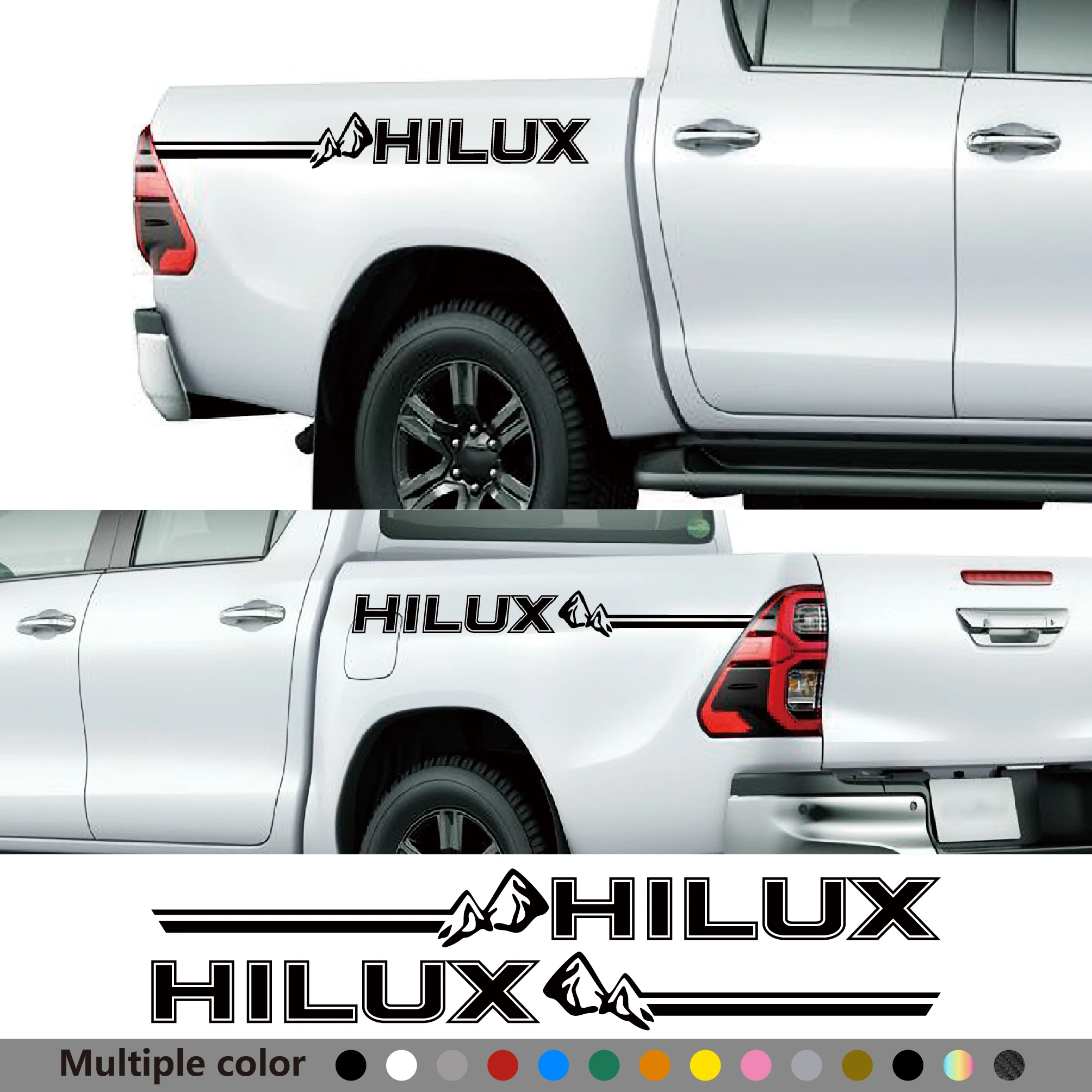 

2PCS Car Door Side Stickers Apply For Toyota Hilux Vigo Revo Pickup Truck Custom Letter PVC Vinyl Decals Decoration Accessories